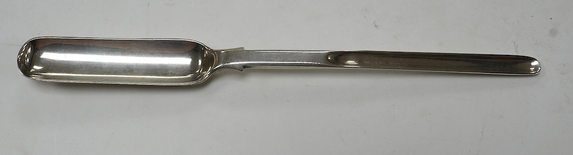 A Victorian silver marrow scoop by John & Henry Lias, London, 1841, 21.3cm, 45 grams. Condition - fair